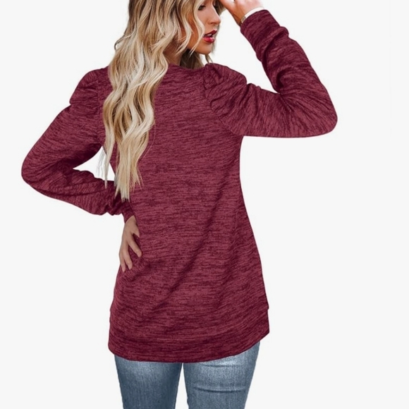Maroon puffed sleeve top - Picture 3 of 8